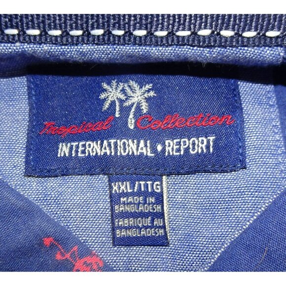 International Report Tropical Collection Purple Flamingo Button Down Shirt Size - Picture 8 of 10